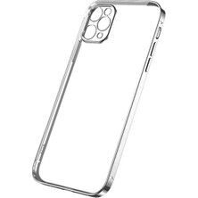 Kont Ally Iphone 12 Pro 6.1 Metal Görünümlü Darbeye Dayanıklı Silikon KILIF-(5775)