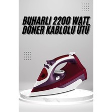 Kont Seramik Tabanlı Kırmızı 2200 Watt Şok Buharlı Ütü