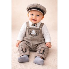 Murat Baby Papyonlu Şapkalı Pötikareli Salopet Takım