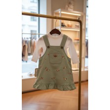 Kidzes Yazlık Yumuşak Keten %100 Pamuklu Badili Salopet Elbise