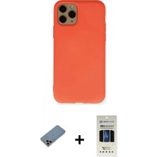 Marsilyan™- iPhone 11 Pro Kılıf Ahenk Serisi - Siyah 5d Hayalet Cam Ekran Koruyucu + Pembe Shine Kamera Lens Koruma Cam