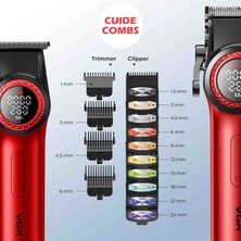 Vgr 001 ve 977 2 Li Set  Profesyonel Berber  Makinası, Kablosuz Kuaför  Sıfır T Ağız Makina Seti, LED Ekranlı Dlc Kaplama Bıçaklı