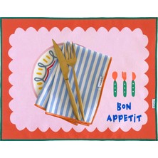 Ritmo Home Sloganlı, Kareli, Maksimalist, Çizgili, Renkli, Kenar Biyeli Amerikan Servis 35X45 cm (1 Adet)