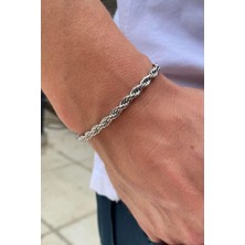 Akın Gümüş Renk Burgu Model Çelik Bileklik