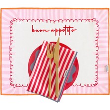 Ritmo Home Sloganlı, Kareli, Damalı, Çizgili, Renkli, Kenar Biyeli Amerikan Servis 35X45 cm (1 Adet)
