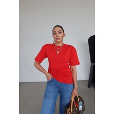 Özge Özgenç Omuzu Vatkalı Önü Büzgülü Bluz