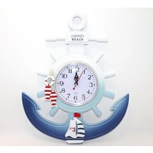 Uravas Store Ahşap Marin Dümenli Çapa Tasarımı Saat Model 1