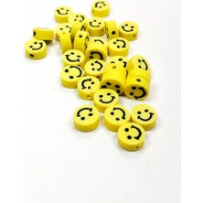 Die Grup 90 Adet 10 mm Polimer Kil Fimo Boncuk Takı Bileklik + 5 Metre Misina Hediye - Smile - Kalp