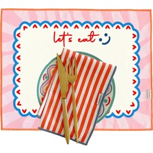 Ritmo Home Sloganlı, Kareli, Damalı, Çizgili, Renkli, Kenar Biyeli Amerikan Servis 35X45 cm (1 Adet)