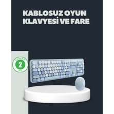 Kont Retro Daktilo Stilli Kablosuz Klavye Mouse Seti – Sessiz ve Şık