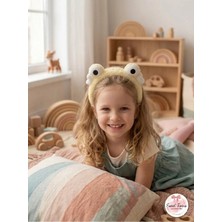 Sweet Twins Accessories Kalpli Kurbağa Gözlü Çocuk Taç Hediye Pembe Peluş Kız Çocuk Tacı