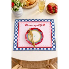 Ritmo Home Sloganlı, Kareli, Damalı, Çizgili, Renkli, Kenar Biyeli Amerikan Servis 35X45 cm (1 Adet)