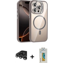 Marsilyan™- iPhone 15 Pro Max Kılıf Yadigar Asil Koleksiyonu - Siyah Polymer Nano Ekran Koruyucu + Gümüş Raze Metal Kamera Lens
