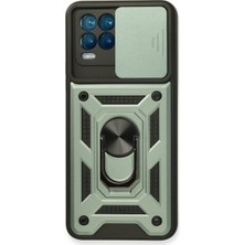 Mixora Realme 8 Kılıf Pars Lens Yüzüklü  - Yeşil