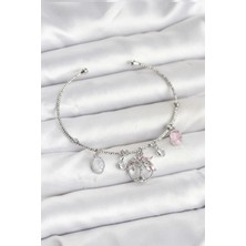 Uravas Store Hayat Ağacı Charmlı Gümüş Renk Pirinç Kadın Bileklik