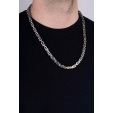 Akın Trend 5 mm Gümüş Çelik Kral Zincir Erkek Kolye