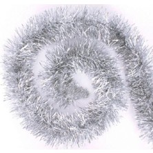 İrem Parti Dükkanı Yılbaşı Garland Sim Ağaç Süs Boyun Süsü Gümüş 10 cm x 2 Metre 1 Adet