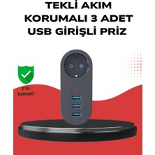 Kont Isıya Dayanıklı 3 USB Portlu Güvenlikli Priz – Akıllı Enerji Yönetimi