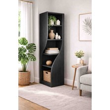 DEKONOVA Flow Kavisli Kitaplık – (175X35X35 Cm) Modern Raf Ünitesi