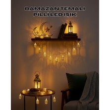 Kont Altın Fener Detaylı Pilli Ramazan LED Işık Ev Dekorasyonu