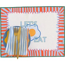 Ritmo Home Sloganlı, Kareli, Maksimalist, Çizgili, Renkli, Kenar Biyeli Amerikan Servis 35X45 cm (1 Adet)