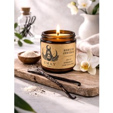 Mum-Vanilya Kokulu Aromaterapi  El Yapımı Mum %100 Soya Wax Amber Cam Kavanoz 100 cc - Umay Aura