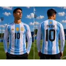 Sidas Lionel Messi Yetişkin Uzun Kol Forması Arjantin Dünya Kupası 3 Yıldız