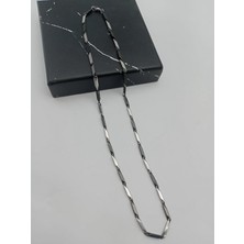 Akın Trend Gümüş-Siyah Zincir Model Erkek Çelik Kolye