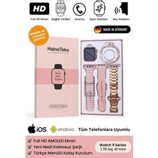 Uravas Store Yeni Nesil 3 Kordonlu Kadın Akıllı Saat Spor Sensörlü Watch 9 Series Tasarım Saat Pembe