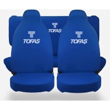 Şimika Tofaş Otomobil Mavi Ön Arka Kılıf(Arka 2 Parça Logolu) Likralı Esnek Tüm Araç Modellerine Uyum Sağlar