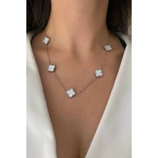 Akın Trend Van Cleef Model Beyaz Yonca Çelik Kolye