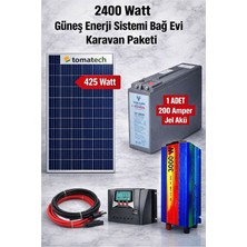 Maxcam Güneş Enerji Sistemi 2400 Watt Bağ Evi ve Karavan İçin Hazır Solar Paket