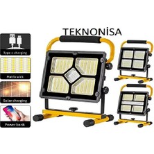 Teknonisa Güneş Enerjili Solar Şarj Edilebilir 4 Modlu 400 LED  Acil Durum LED Projektörü Reflektör