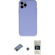 Marsilyan™- iPhone 11 Pro Kılıf Ahenk Serisi - Siyah 5d Hayalet Cam Ekran Koruyucu + Pembe Shine Kamera Lens Koruma Cam