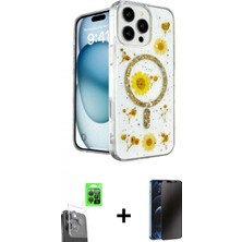 Marsilyan™- iPhone 16 Pro Kılıf Kozmos Doku - Siyah 3D Antistatik Hayalet Cam Ekran Koruyucu + Siyah Raze Metal Kamera Lens