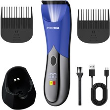 Barberboss Erkek Vücut ve Mahrem Bölge Düzeltici, Turbo Hızlı, Usb-C, LED Ekranlı ve Suya Dayanıklı, Şarj Edilebilir Mavi Kasık Kılı Düzeltici