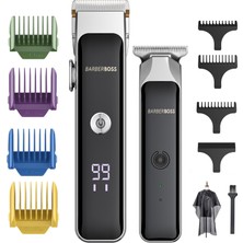 Barberboss Erkekler Için Kablosuz Sakal ve Saç Kesme Seti, Seramik Bıçaklı Çift Şarj Edilebilir Düzeltici, Ayarlanabilir Hız, Hassas Kadran, Erkek Yüz Tüyü Kesme Makinesi
