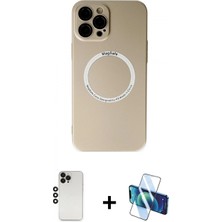 Marsilyan™- iPhone 12 Pro Kılıf Zirve Klasik Prime - Siyah 3D Antistatik Seramik Nano Ekran Koruyucu + Siyah Shine Kamera Lens