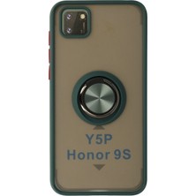 Uravas Store Y5P Kılıf Montreal Yüzüklü Silikon Kapak - Yeşil