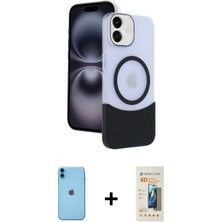 Marsilyan™- iPhone 11 Kılıf Kozmos Form Özel Seri - Siyah 6d Mat Seramik Hayalet Nano Ekran Koruyucu + Mavi Neon Fosforlu Kamera Lens