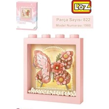 Poçi's World LZ-1960 Loz Pembe Kelebek Çerçeve 822 Parça Block Oyuncak