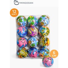 MİNGODAN 12’li Stres Topu 6 cm – Anti Stres Sıkma Topu Seti - Doğa Temalı Top