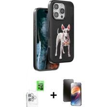 Marsilyan™- iPhone 16 Pro Max Kılıf Nova Form Koleksiyonu - Siyah 3D Antistatik Mat Seramik Nano Ekran Koruyucu + Beyaz Raze Metal Kamera Lens