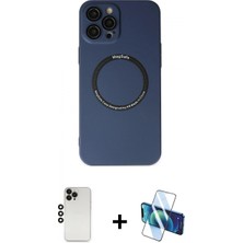 Marsilyan™- iPhone 12 Pro Kılıf Zirve Klasik Prime - Siyah 3D Antistatik Seramik Nano Ekran Koruyucu + Siyah Shine Kamera Lens