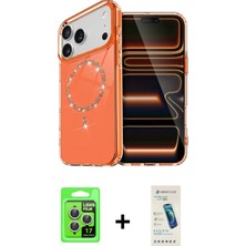 Marsilyan™- iPhone 17 Pro Kılıf Kıvılcım Form Prime - Şeffaf Pasifik Cam Ekran Koruyucu + Gümüş Raze Metal Kamera Lens