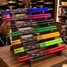 Midex GFK-801X 5A Bateri Baget Kırılmaz Polyemid Renkli Full Set Davul Bageti 5A Drumsticks 14 Adet