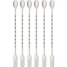 Chavin 304 Çelik 6 Adet 32 cm Çift Başlı Kokteyl Karıştırma Barmen Kaşığı CIN582-6