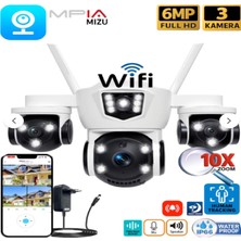 Midcom Mizu 6mp Üç Kameralı 10X Dijital Zoom Gece Görüş Wifi Sesli Türkçe Adaptör Dahil