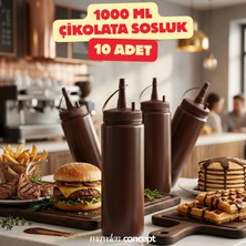 Mayden Concept 1000 ml Kapaklı Fişek Sosluk 10 Adet - Profesyonel Mutfak Sos Şişesi - Sıkılabilir Sos Şişesi