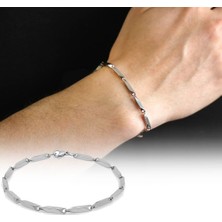 Akın Trend Gümüş Renk Zincir Model Erkek Çelik Bileklik